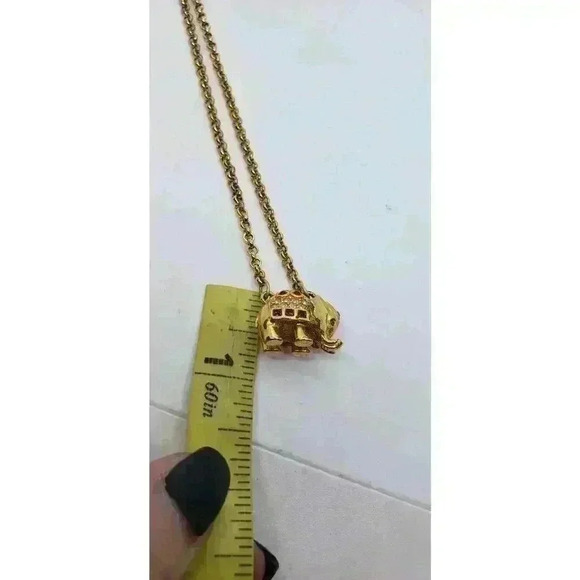Vintage Joan Rivers Swarovski Crystal Elephant Gold Electroplate Necklace 1990s - Picture 16 of 16